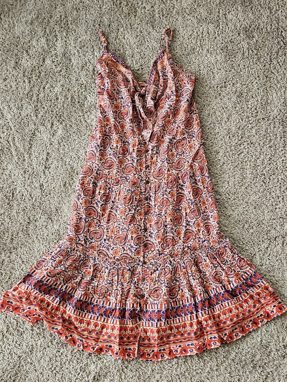 Veronica Beard Orange Paisley Midi Sundress S